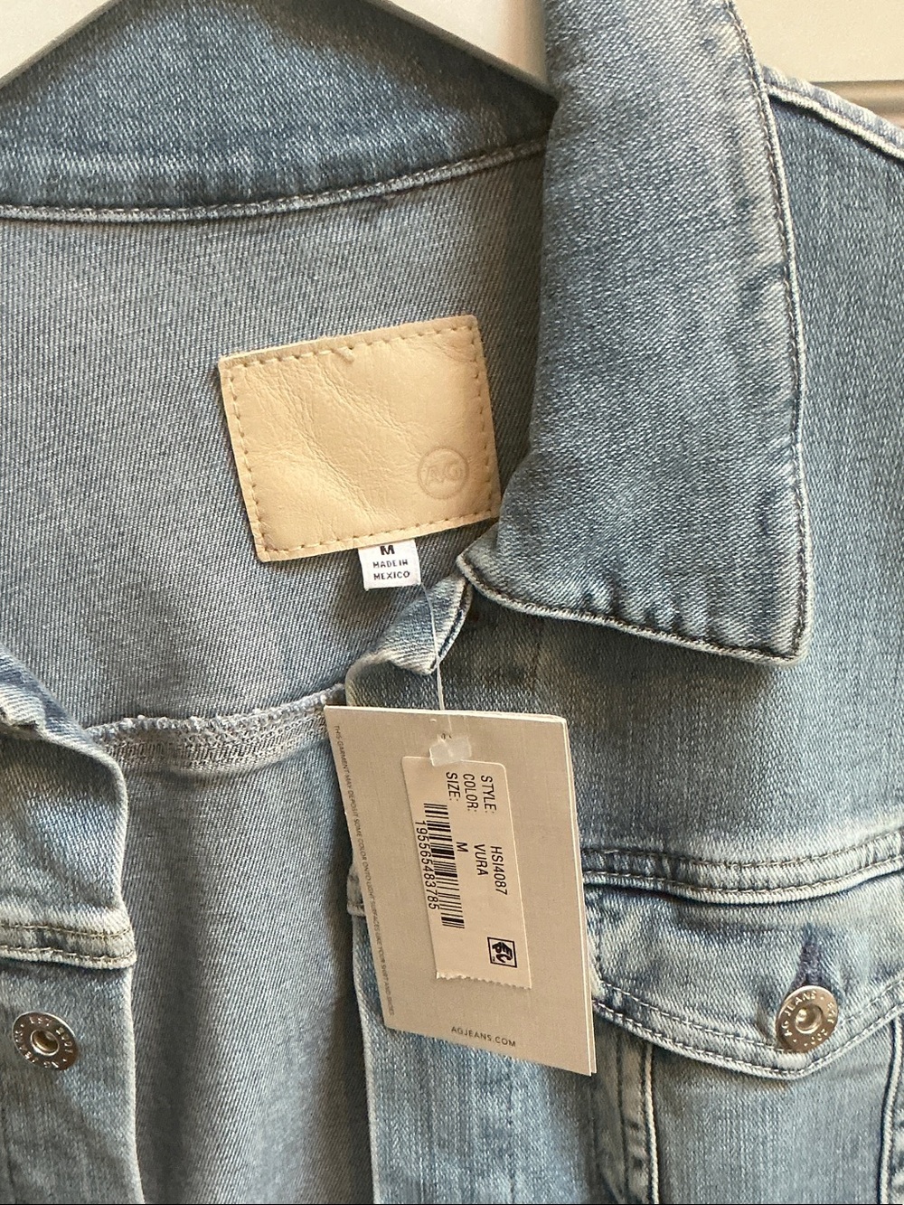 AG  Light Wash Denim Jacket Size Medium - Picture 2 of 3